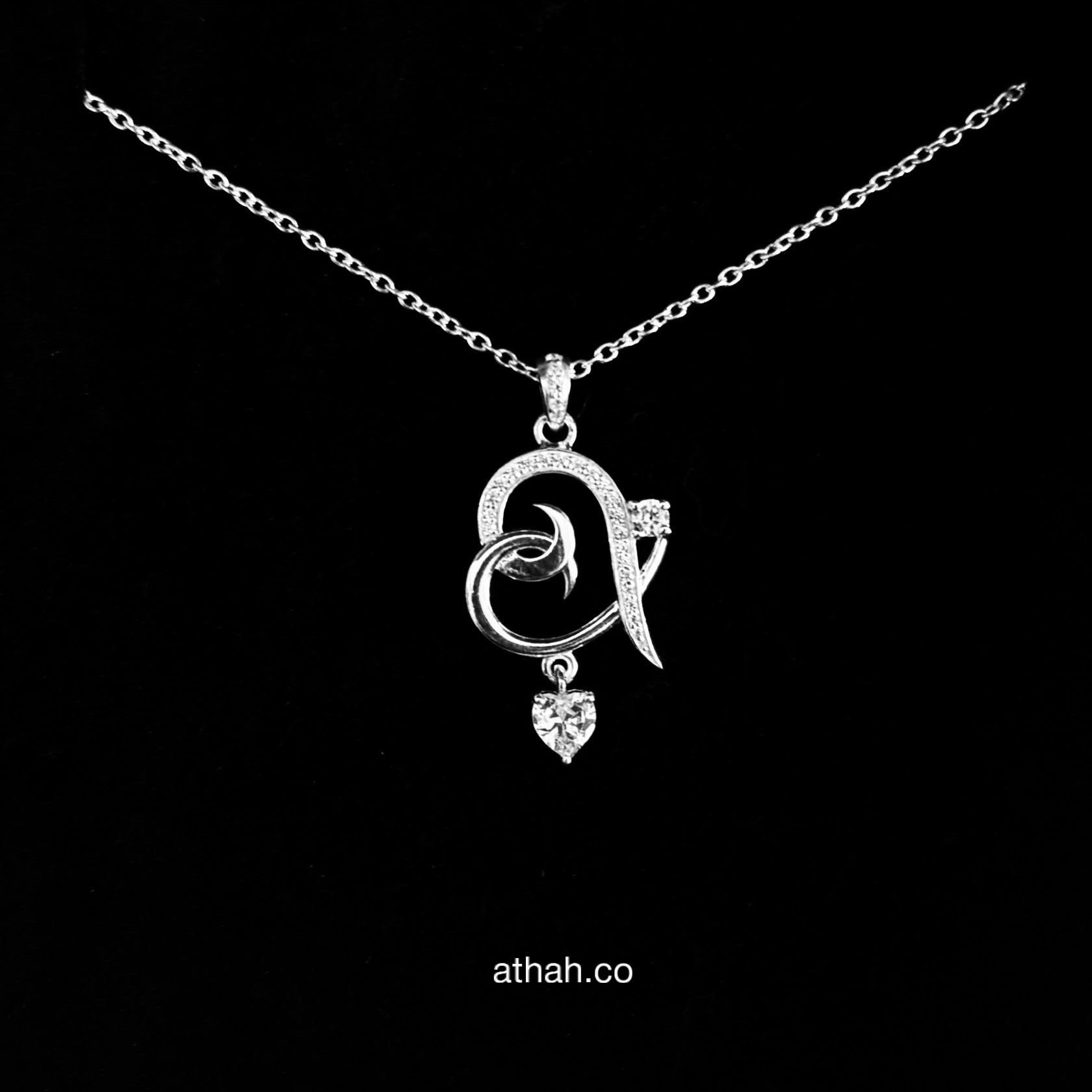 Athah Heart Glittera Silver Necklace