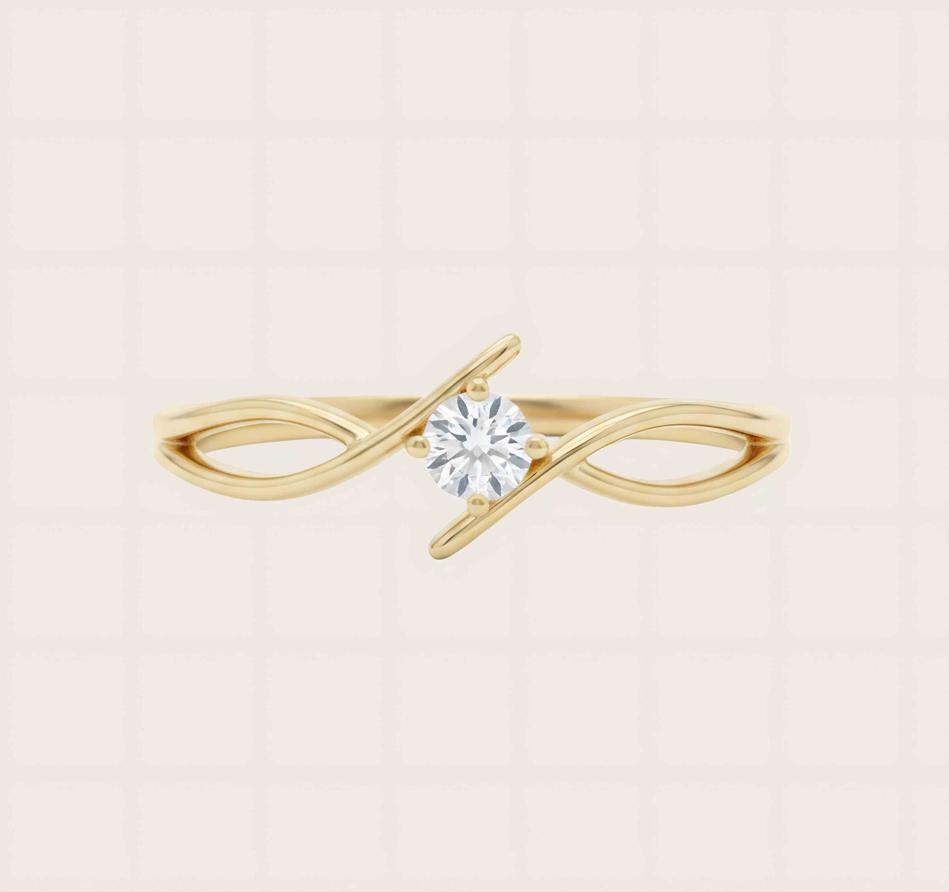 Minimal Solitaire 925 Sterling Silver Ring with 18K Gold Plating | Everyday Wear
