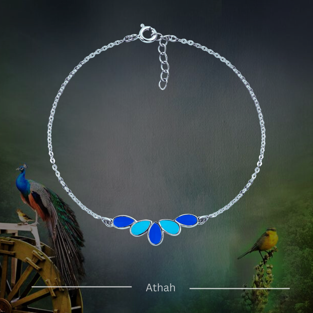 Athah Green Blue Petal Keyur Dual Side Enamel Bracelet