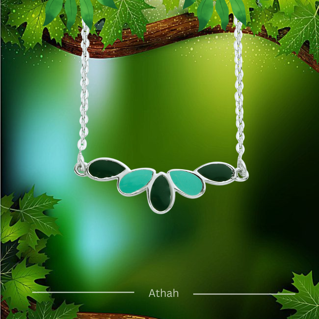 Athah Green- Blue Petal Keyur Dual Side Enamel Necklace