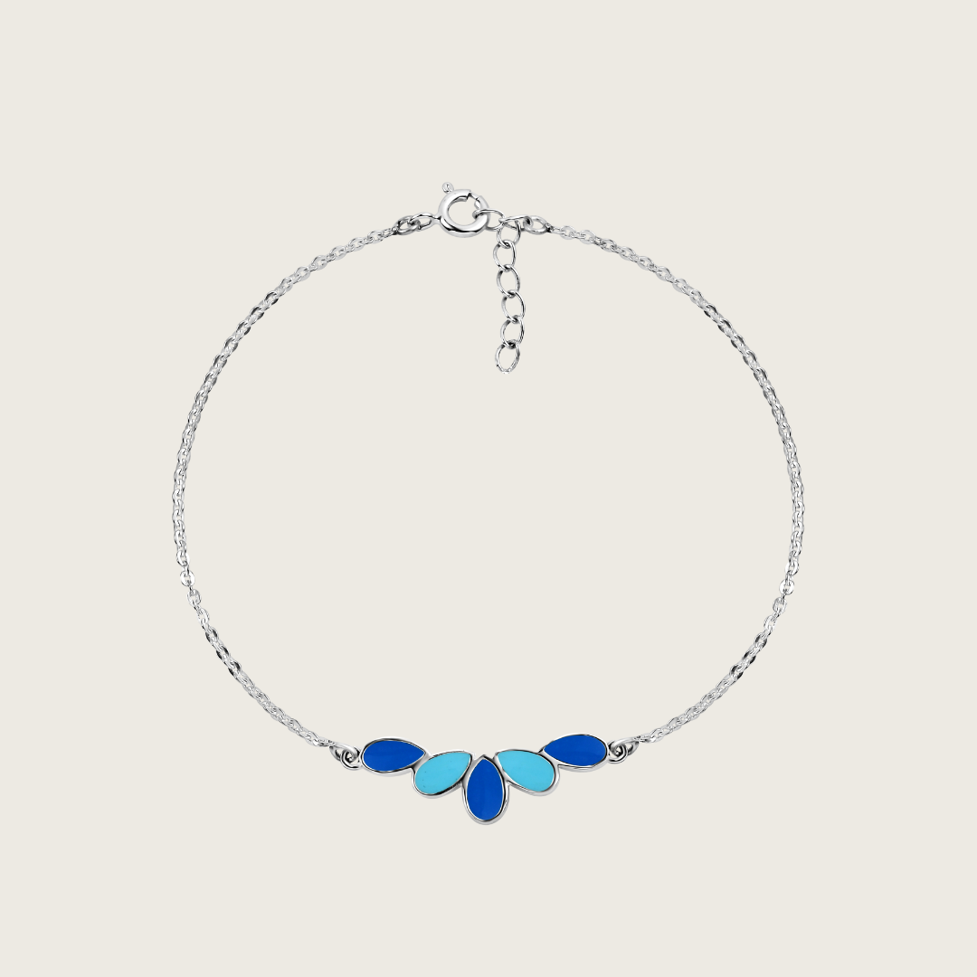 Athah Green Blue Petal Keyur Dual Side Enamel Bracelet