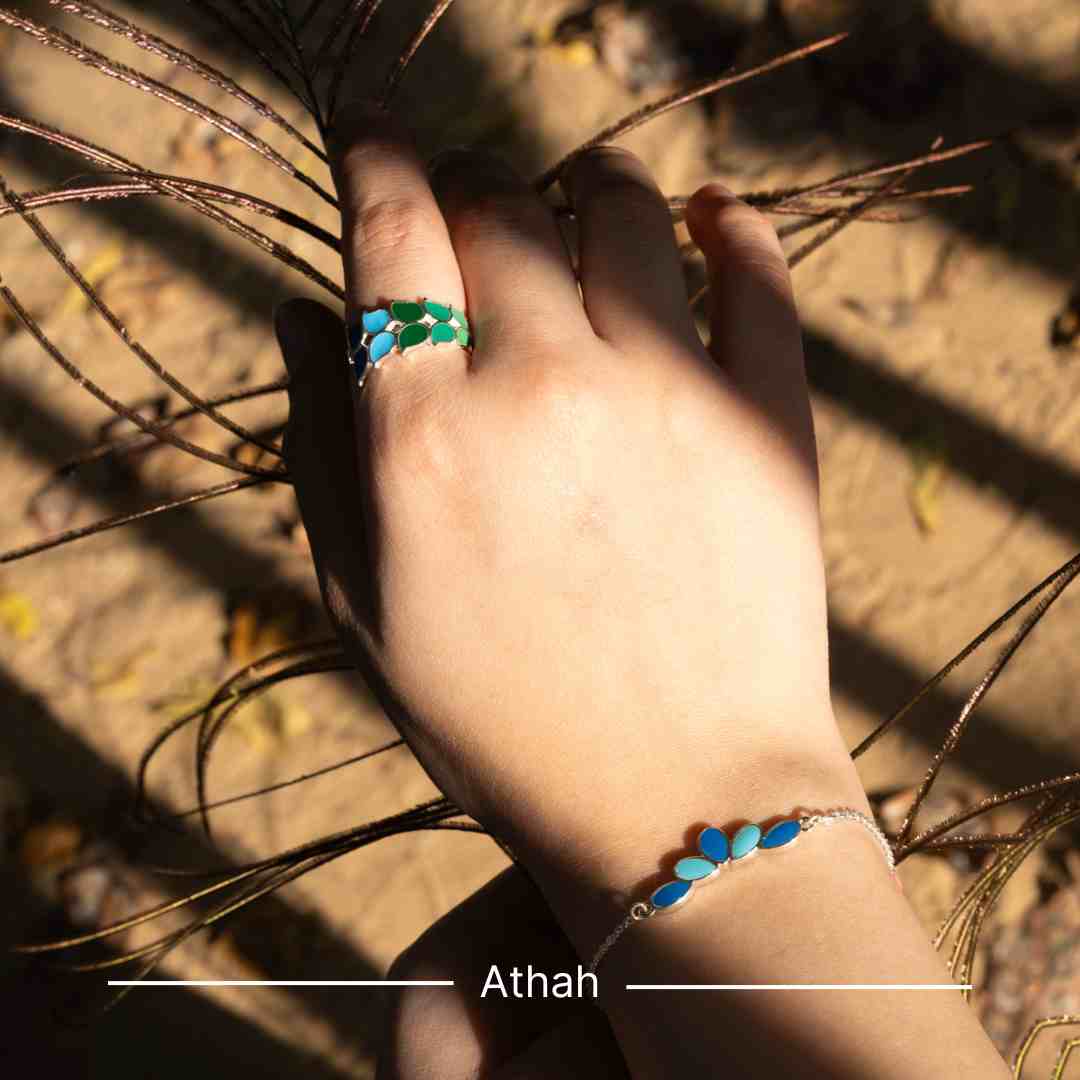 Silver Enamel Chain Bracelet