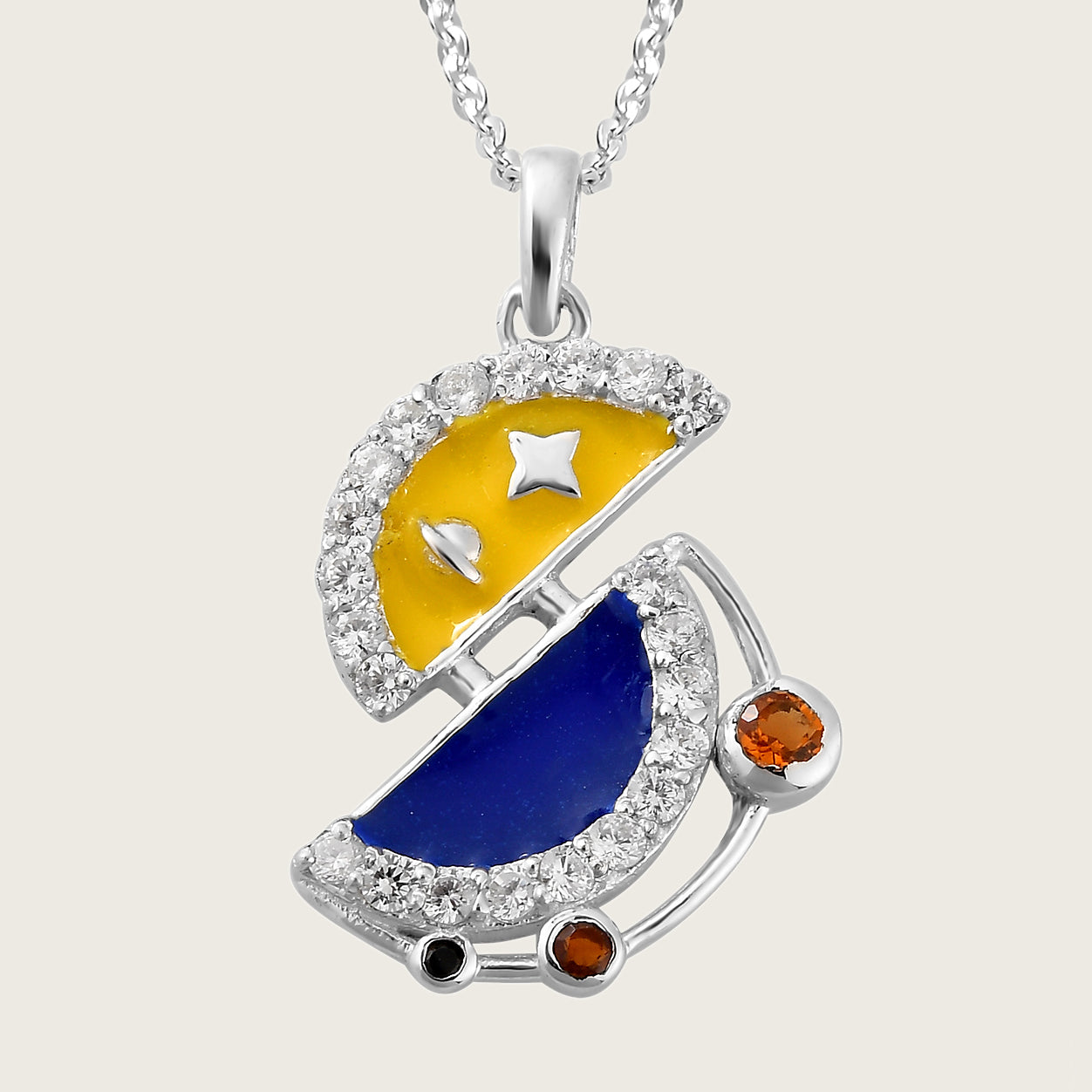 Athah Citrine Magic of Moon Zircon Pendant with Chain