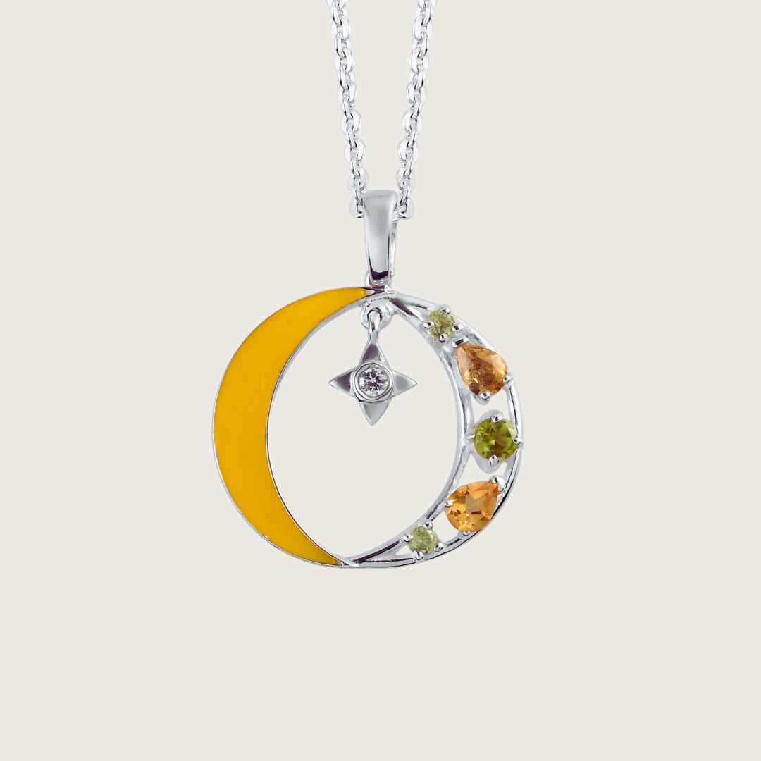 Athah Star Wheel Multi Gemstone Pendant with Chain