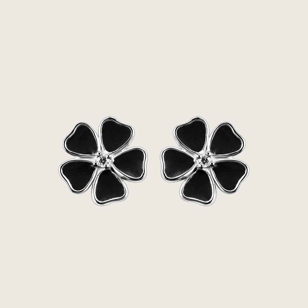 Flower Silver Enamel Earring Studs