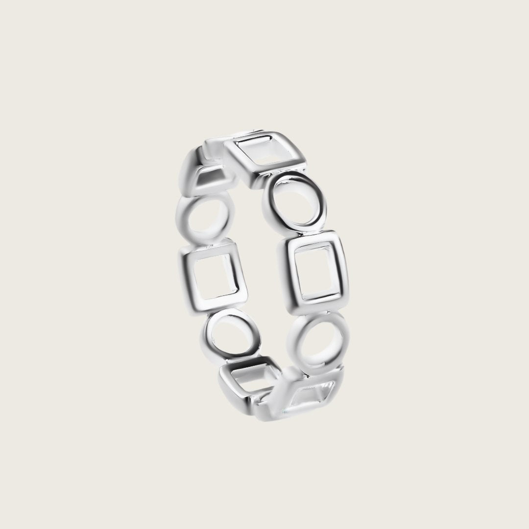 Geometric 925 Silver Band Ring