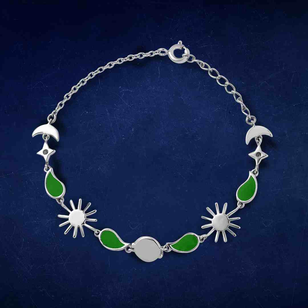 Athah Multiphase Enamel Bracelet in Pure 925 Sterling Silver with a Ring Lock