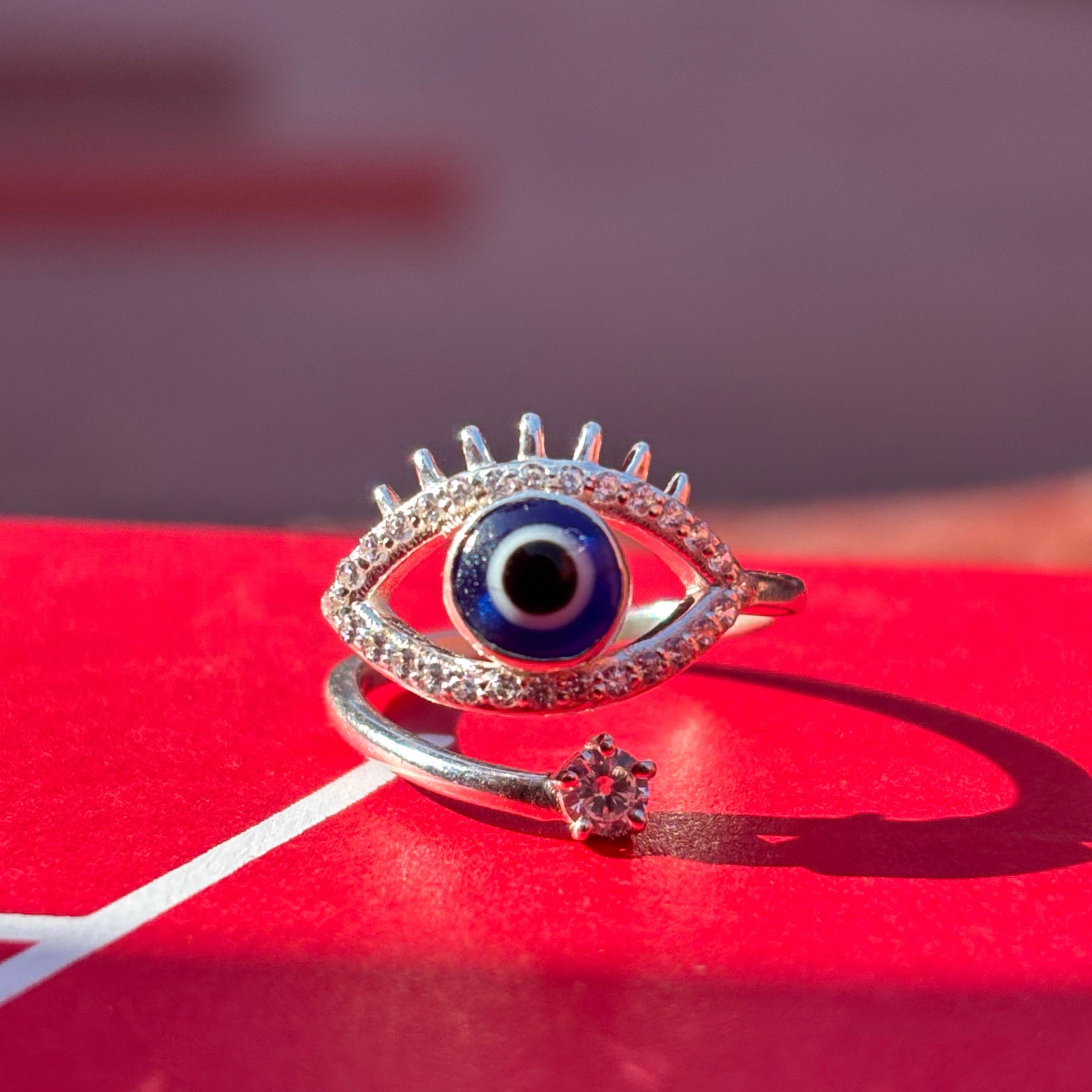 Athah Protection Evil Eye Adjustable Glittera Ring