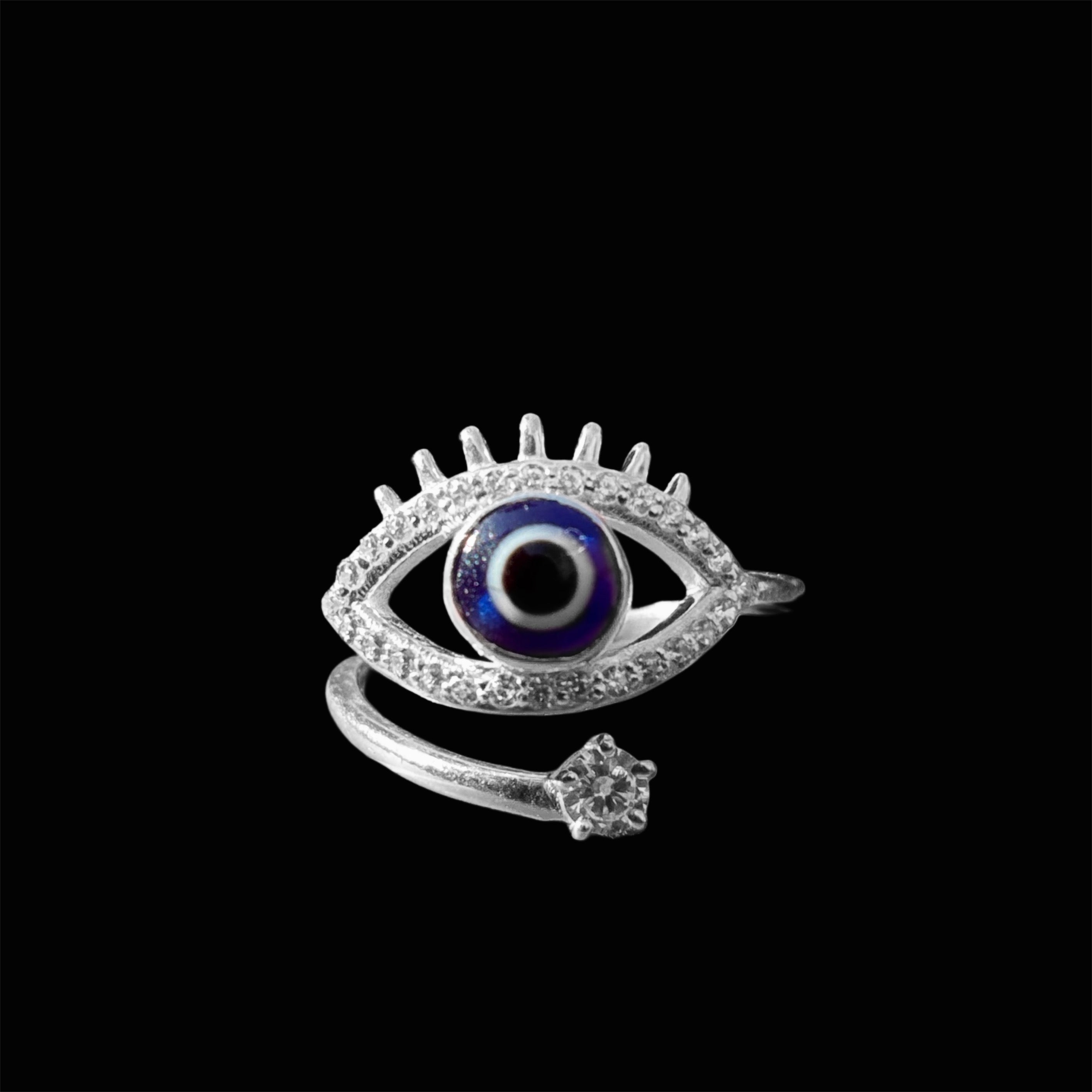 Athah Protection Evil Eye Adjustable Glittera Ring