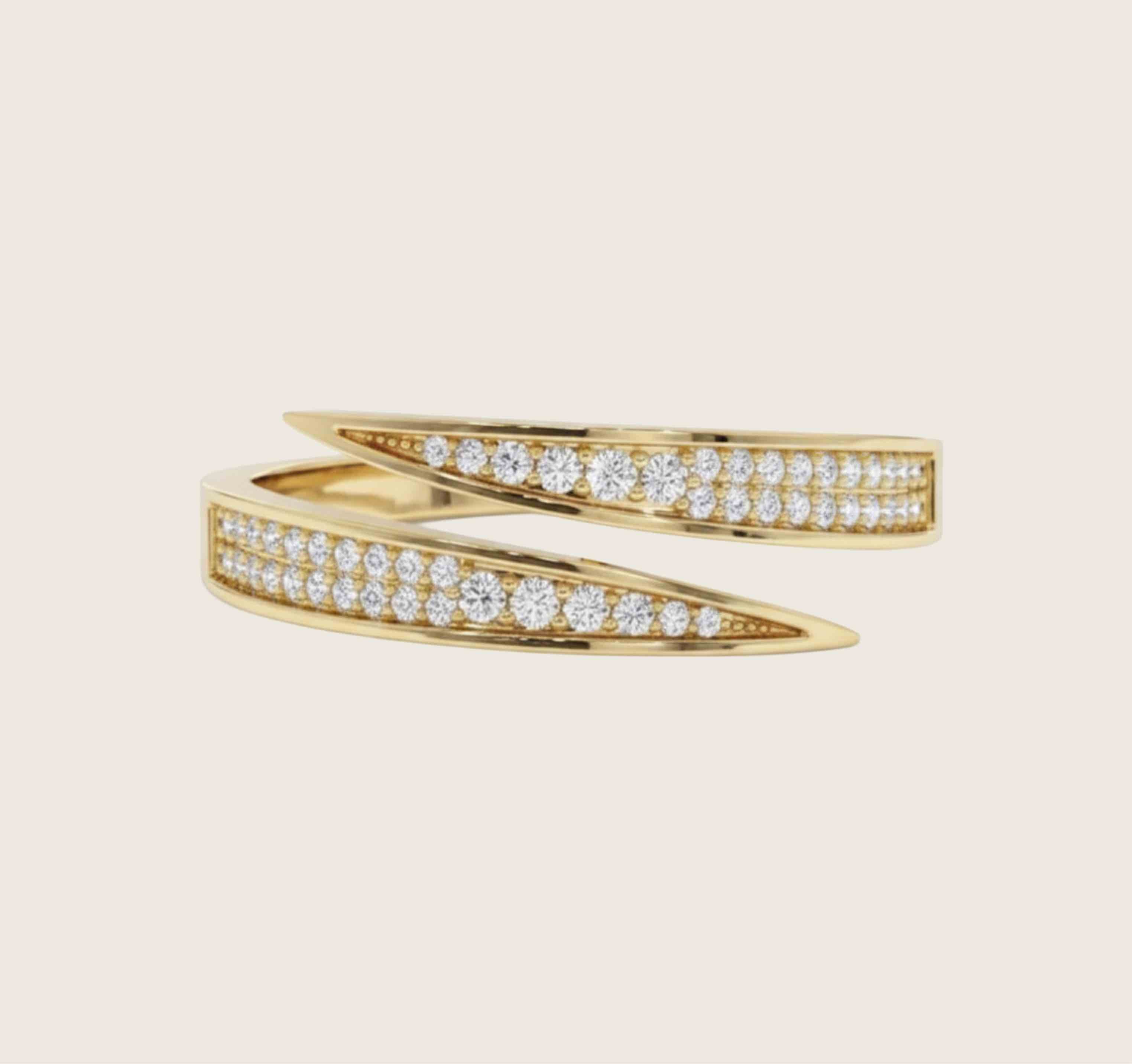 Thick Open Band Multi-Stone 925 Sterling Silver Ring with 18K Gold Plating