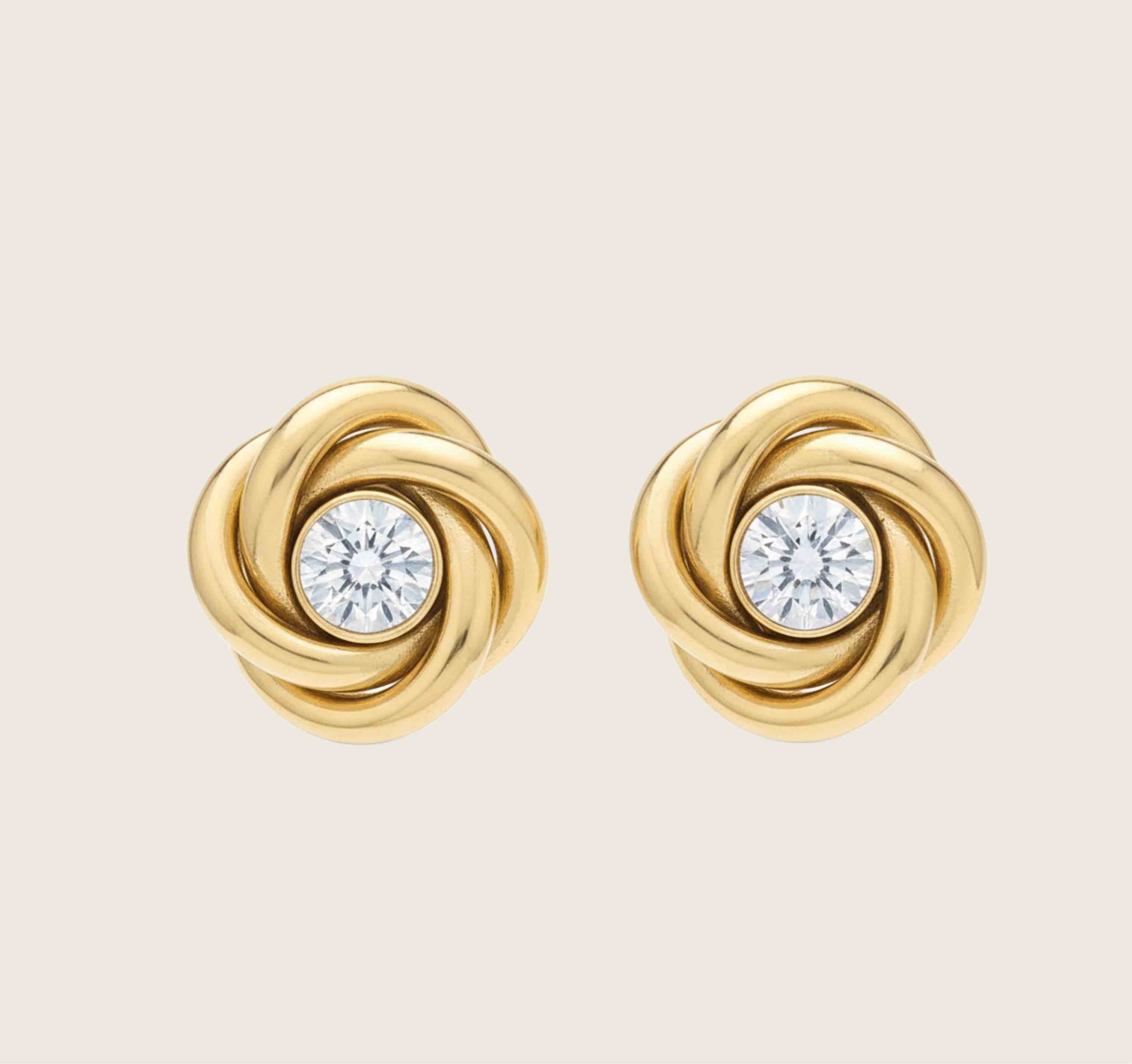 Knot Stud Earrings with Zircon Stones in 925 Sterling Silver with 18K Gold Plating