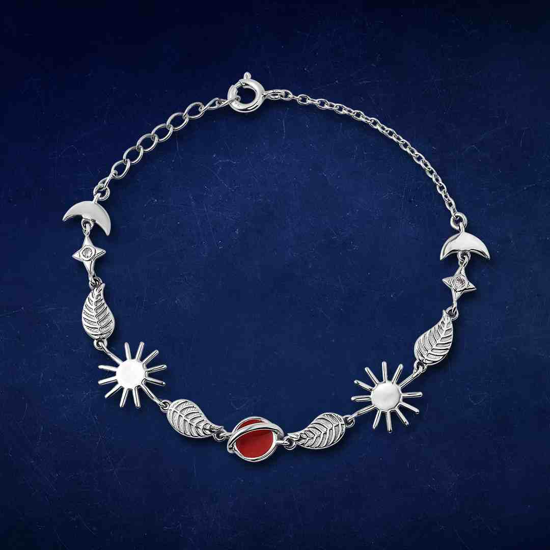 Athah Multiphase Enamel Bracelet in Pure 925 Sterling Silver with a Ring Lock