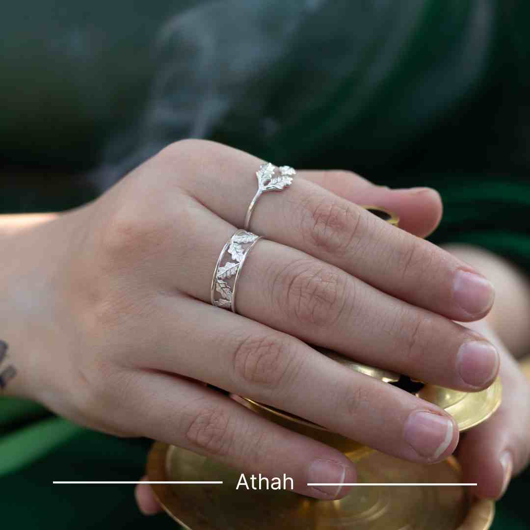 Athah Mystic Leaf Pure 925 Silver Band Ring