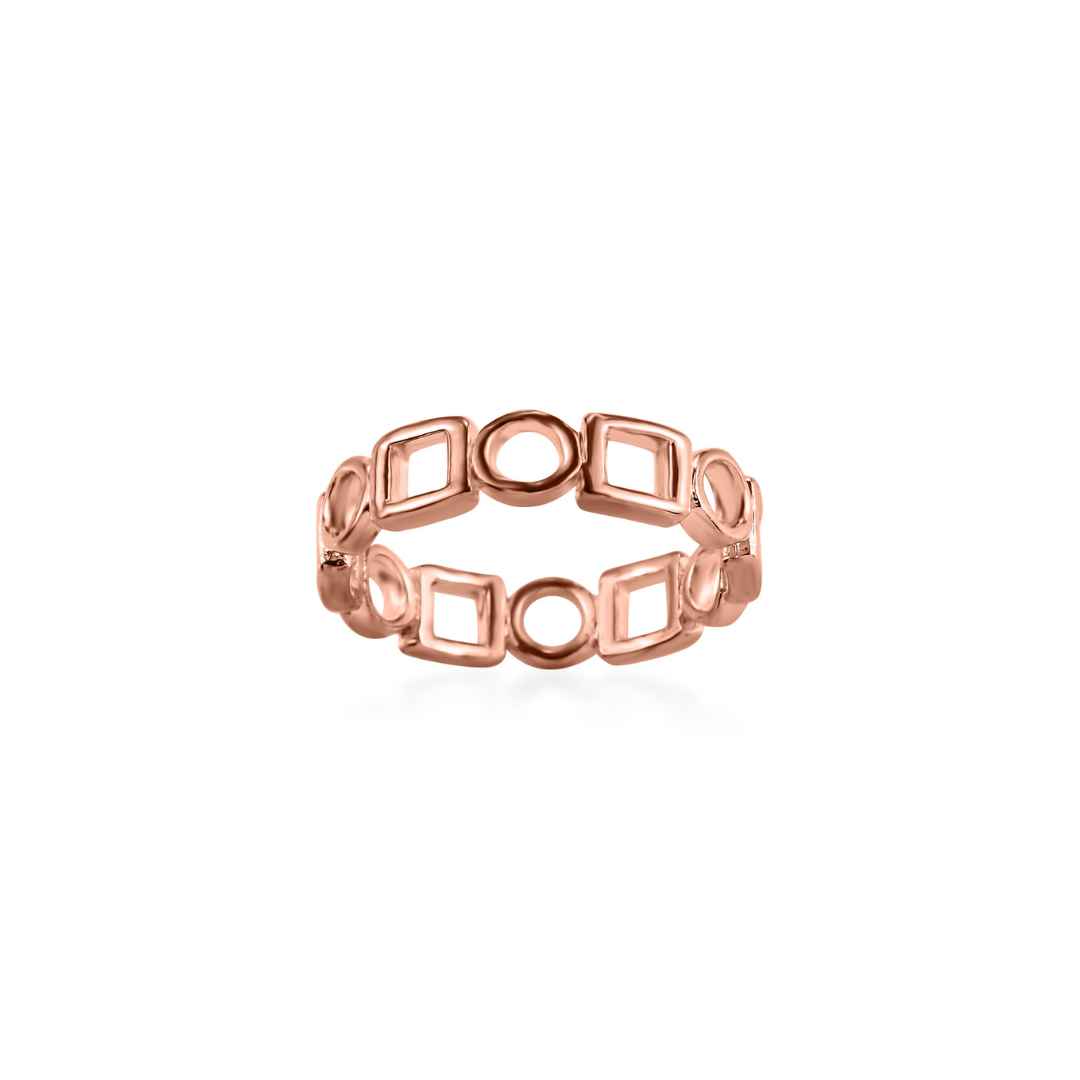 Geometric 925 Silver Band Ring in Rose Gold