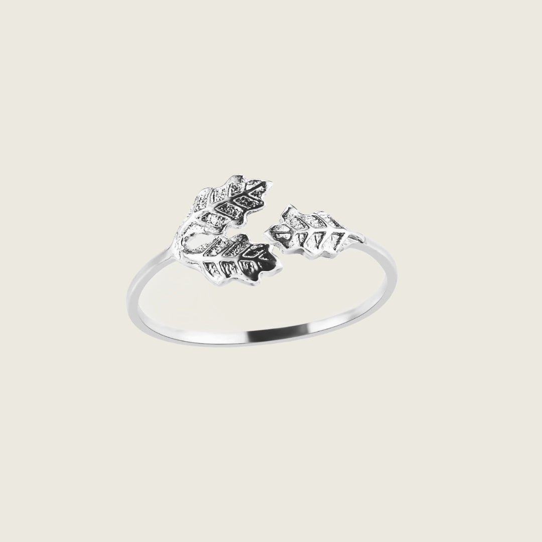 Adjustable Leaf Ring in Pure 925 Sterling Silver