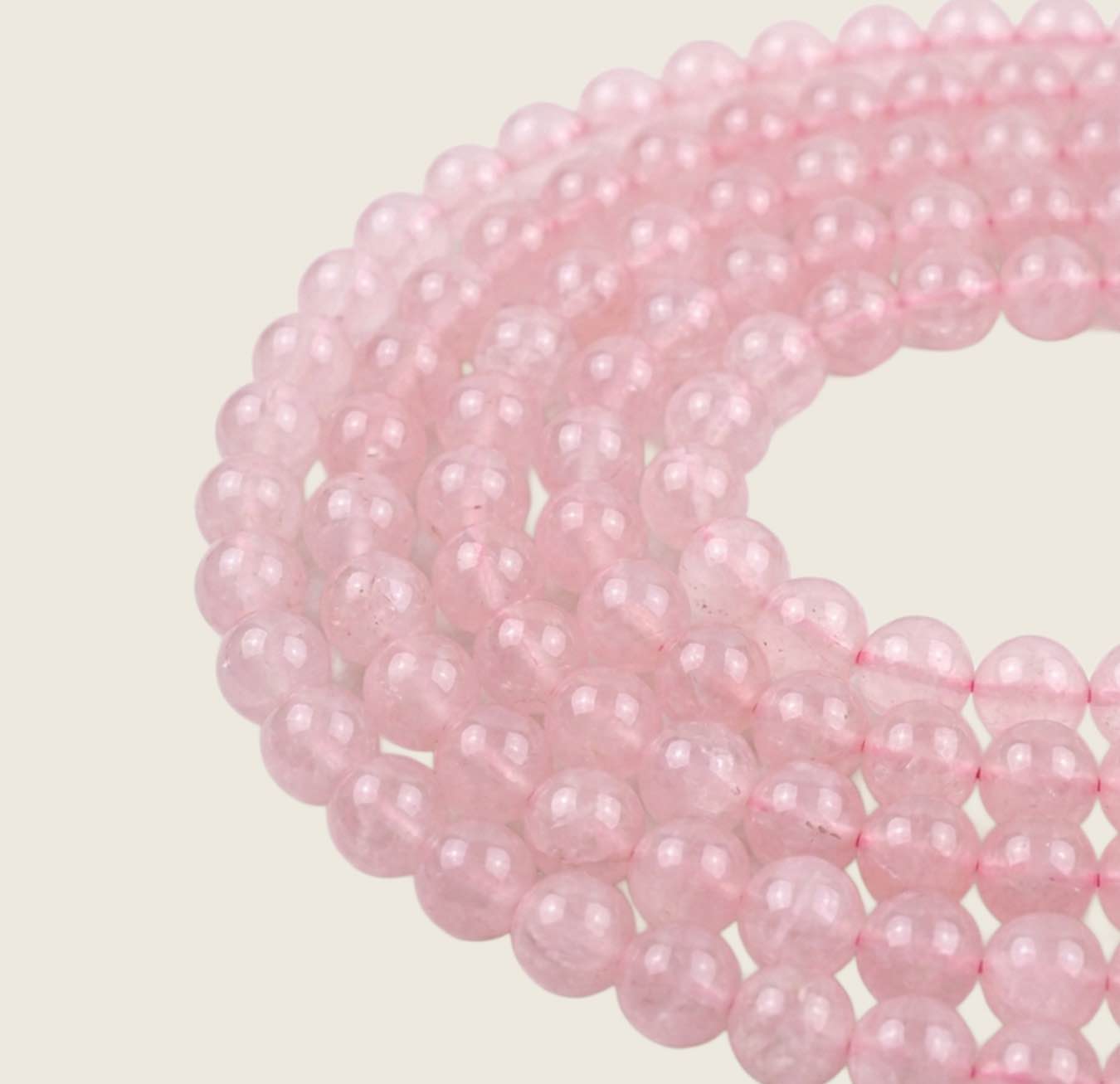 Rose Quartz Gemstone Bead Strands (Size: 8mm)