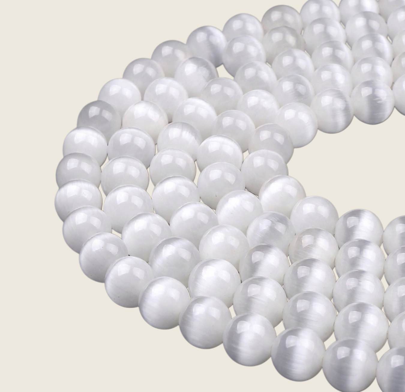 Selenite Gemstone Bead Strands (Size: 8mm)