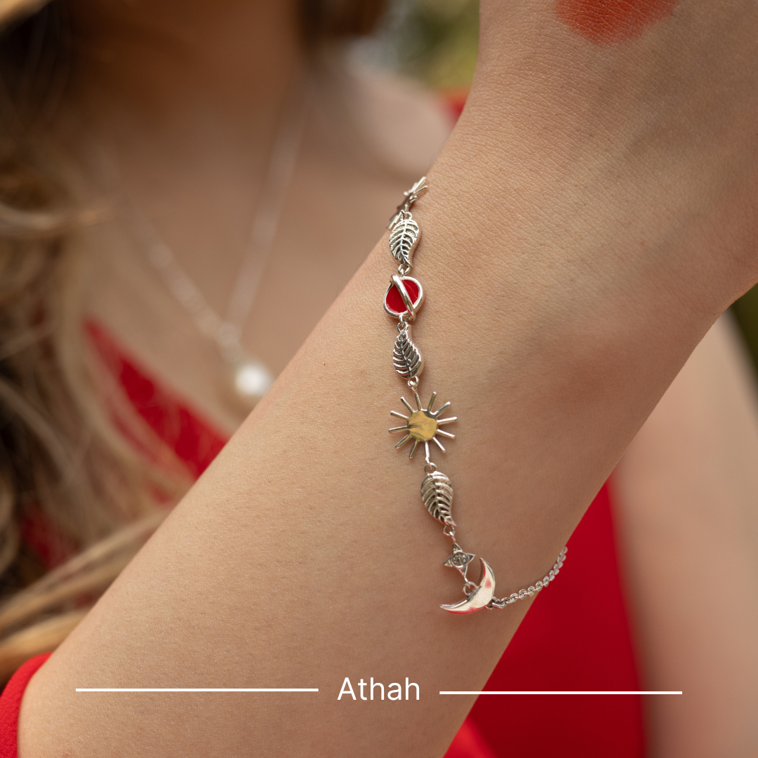 Athah Multiphase Enamel Bracelet in Pure 925 Sterling Silver with a Ring Lock