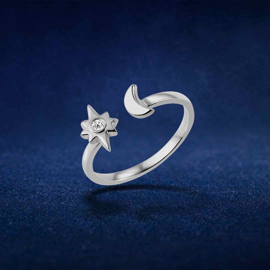 Silver 925 Moon Star Ring