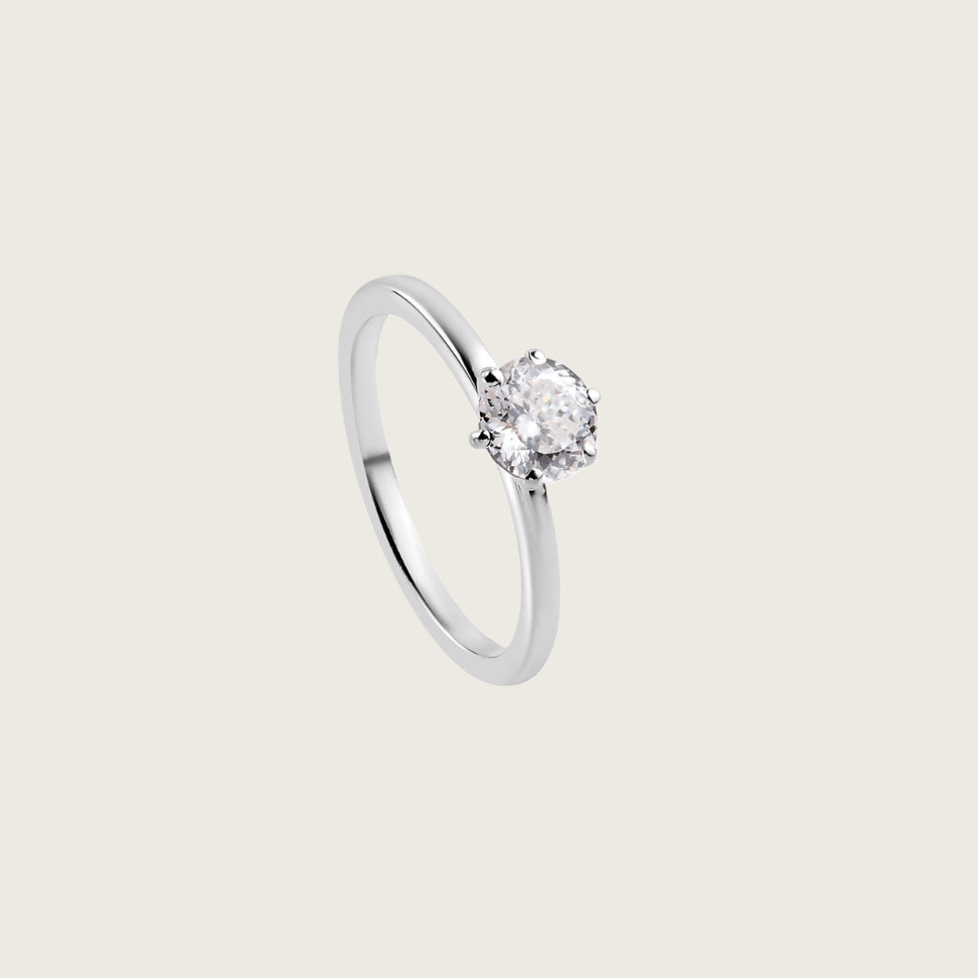 Silver Solitaire Ring