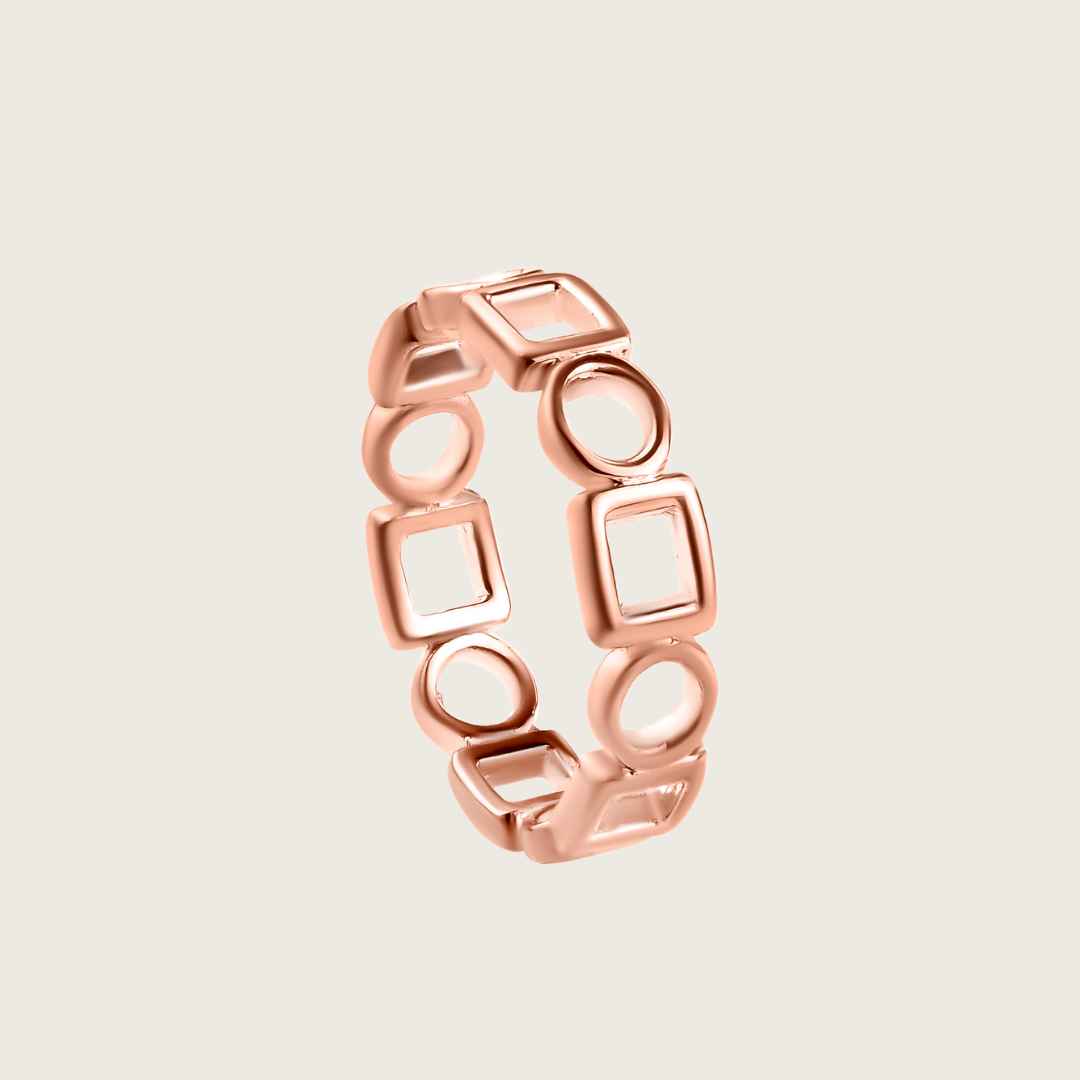 Geometric 925 Silver Band Ring in Rose Gold