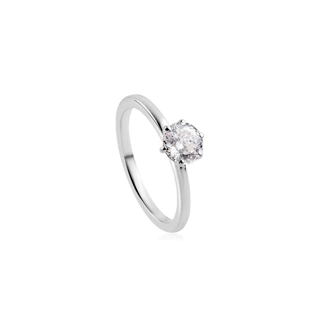 Athah Moissonite Silver Solitaire Ring with 120 Facets