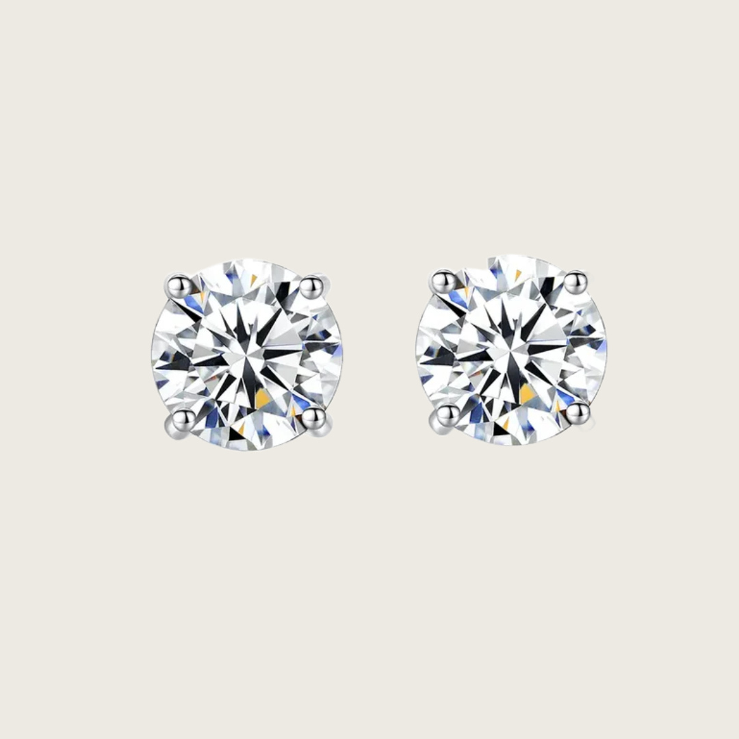 Pure 925 Silver Moissanite Solitaire Earrings Stud