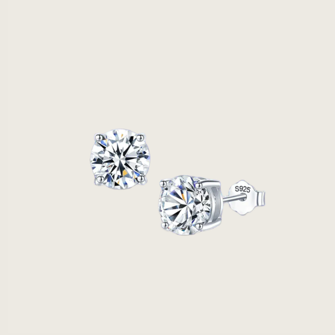 Pure 925 Silver Moissanite Solitaire Earrings Stud