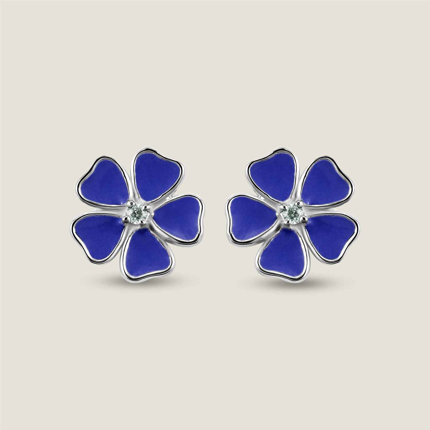 Flower Silver Enamel Earring Studs