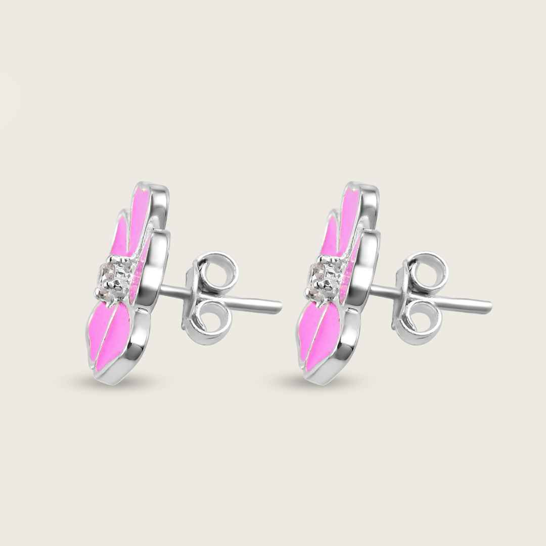 Flower Silver Enamel Earring Studs