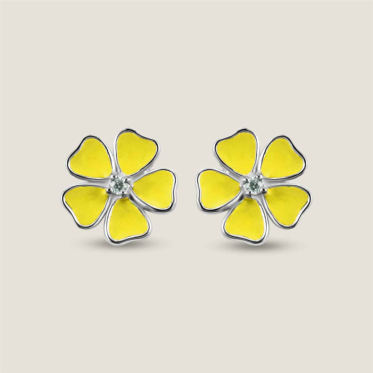 Flower Silver Enamel Earring Studs